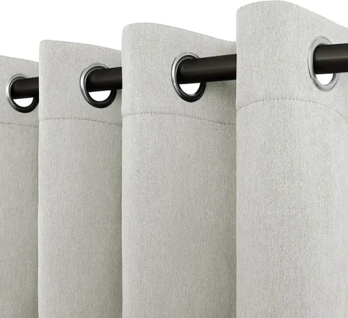 Vista 21 de Easy-Going - Cortinas opacas con aspecto de lino para oscurecer la habitación, con ojales para ventana, cortinas para dormitorio, sala de estar