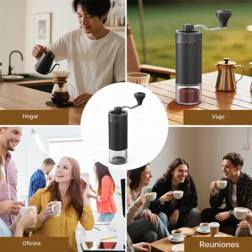 Vista 6 de Molinillo de café de mano, rebaba cónica para expreso, prensa francesa, vertido, doble rodamiento, capacidad de ajuste externo, 0.88 oz