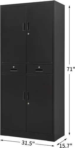 Vista 53 de BESFUR Armarios de almacenamiento de metal con estantes y puertas, armario de almacenamiento con cerradura de 36" de altura para oficina en casa
