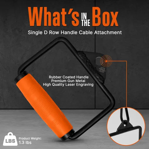 Vista 2 de SQUATZ Single D Row Handle - Non-Slip Handle Cable Attachment for Weight Workout with 360 Degree Rotational Knuckle, Great for Seated Row Exercises
