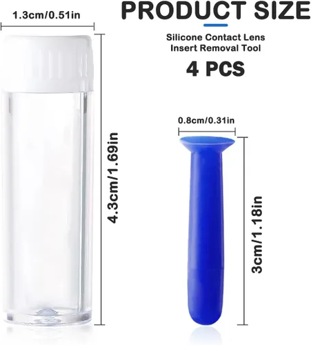 Vista 2 de Herramienta de inserción de removedor de lentes de contacto portátil de silicona aplicador con botella de plástico para lentes duros