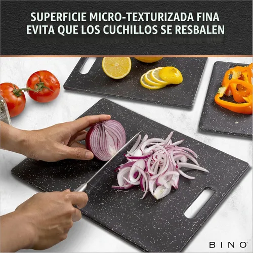 Vista 8 de BINO - Tabla de cortar de 3 piezas Plástico libre de BPA, duradero, multiusos, de doble cara, apto para lavavajillas, fácil de limpiar Granito