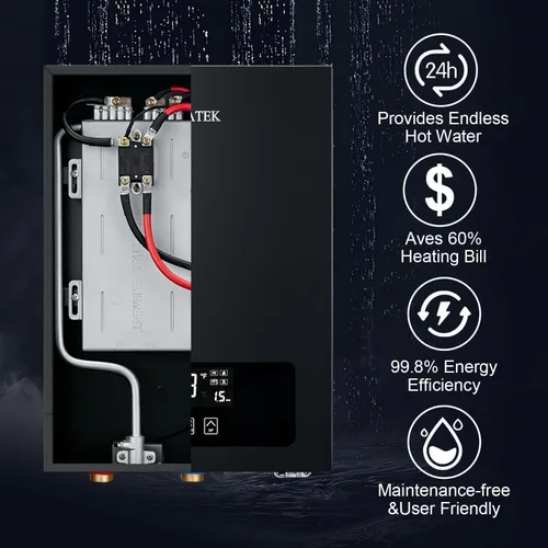 Vista 3 de Calentador de agua eléctrico sin tanque SIVUATEK 14kW, 240V - Agua caliente bajo demanda para toda la casa - Certificado ETL, automodulación