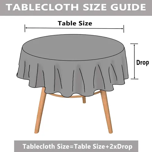 Vista 6 de Dimatic Mantel redondo de lino de algodón de color sólido para mesa redonda pequeña de 24 a 40 pulgadas (2 asientos), color gris oscuro, redondo, 48