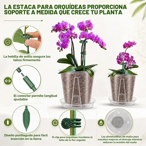 Vista 10 de Paquete de 12 macetas de plástico transparente para orquídeas con 4 pulgadas + 5 pulgadas + 6 pulgadas