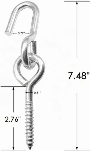 Vista 6 de Bathonly Paquete de 2 ganchos resistentes para colgar, ganchos de hamaca, tornillos de perno de ojo, interior y exterior, capacidad de carga de 550