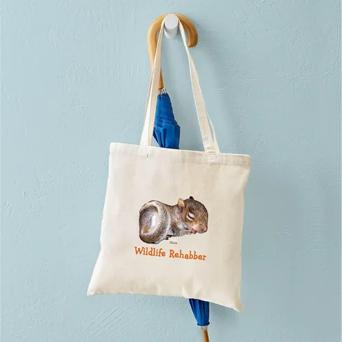 Vista 5 de CafePress Bolsa de compras de lona beige natural reutilizable para rehabilitación de ardillas