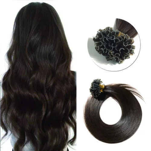 Vista 55 de SEGO Extensiones de cabello humano con micro cuentas, extensiones de cabello humano con micro bucle, lacio, natural, fusión fría, 1.76 oz/paquete
