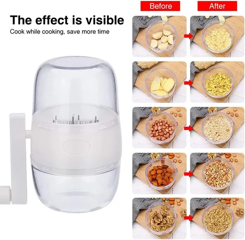 Vista 5 de Yuhoo Molinillo manual de nueces, molinillo de frutas secas y nueces con manivela, herramienta de trituradora manual de alimentos portátil