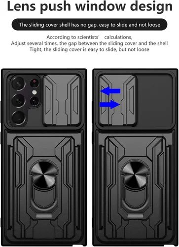 Vista 3 de CCSmall Funda para Samsung Galaxy S22 Ultra (no S22) con soporte para tarjetas, funda de protección resistente con anillo magnético, función atril