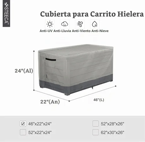 Vista 2 de Cubierta de caja de cubierta de STEECA para terraza al aire libre impermeable rectangular para banco de almacenamiento de 46 pulgadas de largo x 22