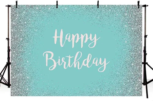 Vista 3 de MEHOFOND Fondo de fotos con purpurina plateada y turquesa, accesorios de fondo azul brillante plateado para niña dulce 16 niña feliz cumpleaños
