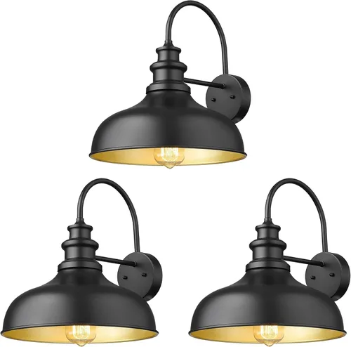 Vista 13 de Bestshared Paquete de 4 luces de pared para exteriores, luz de granero de granja, farol resistente al agua para exteriores, base E26, aplique