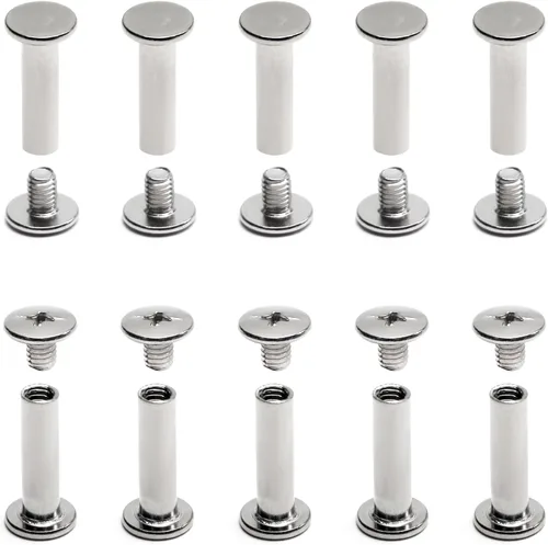 Vista 13 de 25 juegos de pernos de tornillo aptos para orificios de 3/16 pulgadas (0.197 in) de diámetro, hebilla de cinturón hembra M5x6mm, pernos