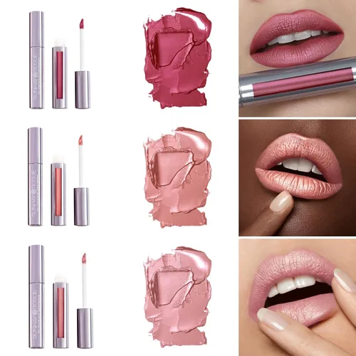 Vista 18 de Runway Rogue Lápiz Labial Líquido de Seda Glam, Lápiz Labial de Larga Duración Rosa Helado-Limonada, ‘Call Sheet