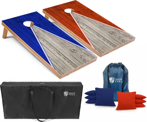 Vista 47 de Tailgating Pros Juego de tablero de Cornhole ligero con diseño piramidal con bolsas de frijoles y estuche de transporte, juego de cornhole