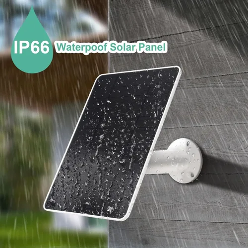 Vista 6 de Panel solar USB para cámara Ring, cargador de panel solar tipo C 5 V 6 W con cable de carga impermeable de 10 pies, micro USB y USB-C y puerto