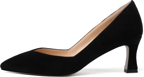 Vista 2 de Zapatos de tacón medio para mujer, con puntera puntiaguda, sin cordones, color liso, de 2.5 pulgadas