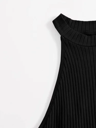 Vista 4 de Milumia Body sexy de punto con cuello redondo y pierna alta para mujer