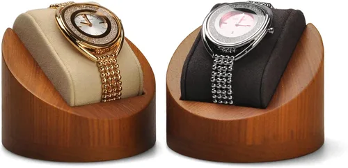 Vista 8 de Exhibición de reloj único de madera maciza Exhibición de reloj de joyería Soporte de exhibición