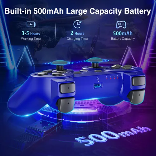 Vista 7 de Powerextra Wireless Controller Compatible with Play-Station 3, with High Performance Upgraded Joystick Rechargeable Battery Double Shock for PS-3