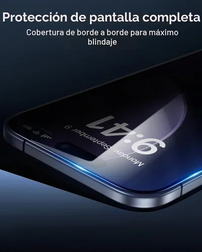 Vista 6 de ESR Paquete de 3 protectores de pantalla de privacidad para iPhone 14 Pro, protector de pantalla de privacidad de vidrio templado antiespía, bordes