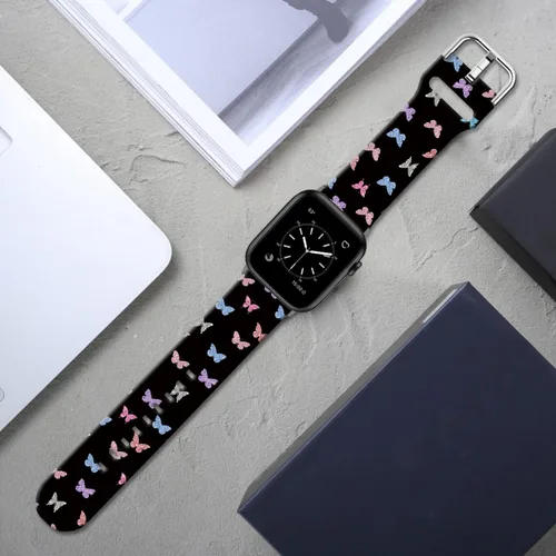 Vista 7 de Correas de silicona suaves compatibles con Apple Watch Band de 1.496 in 1.575 in 1.614 in 1.654 in 1.732 in 1.772 in 1.811 in 1.929 in, correa