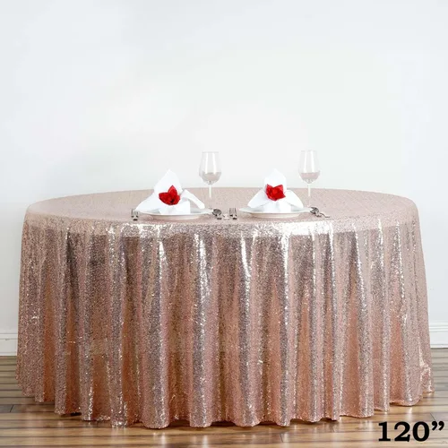 Vista 20 de Tableclothsfactory Luxury Collection - Manteles redondos de lentejuelas de 108 pulgadas, color dorado