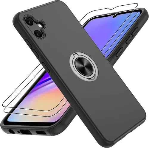 Vista 96 de Gritup - Funda para Galaxy A05S con protector de pantalla HD×2, funda protectora para teléfono a prueba de golpes con soporte magnético de anillo