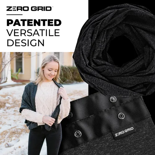 Vista 3 de Zero Grid Bufanda Infinity con bolsillos ocultos que se convierte en manta y envoltura, perfecta para viajes