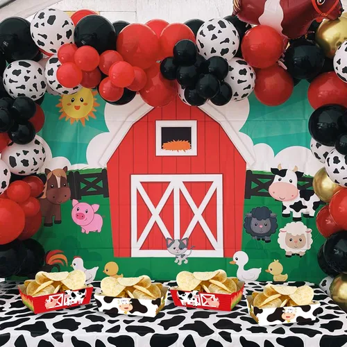 Vista 2 de 24 piezas de suministros de fiesta de aperitivos de animales de granja, bandejas de comida de granja para fiesta de cumpleaños de granero
