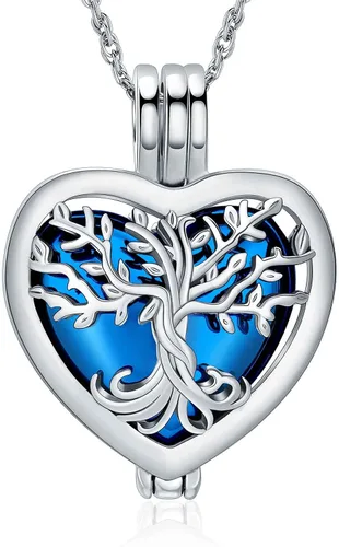 Vista 9 de shajwo Collar de cenizas de urna de árbol de la vida para mujeres y hombres, amado, dije conmemorativo de ceniza humana