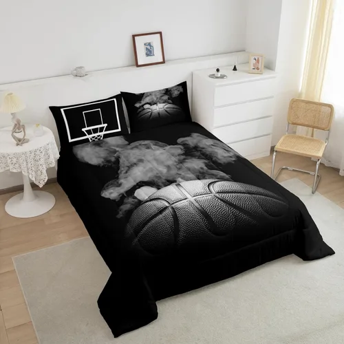 Vista 211 de Juego de ropa de cama de baloncesto para niños y adolescentes, juego de edredón deportivo para niños, tamaño matrimonial, suave, ligero, decoración