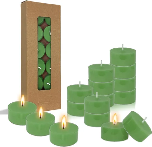 Vista 10 de Velas perfumadas hechas a mano, 12 velas redondas de velas de té de cera de abejas naturales, velas sin humo, para spa, decoración del hogar