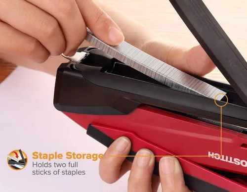 Vista 4 de Bostitch inPower - Engrapadora de escritorio con resorte, tecnología de grapado fácil, rojo y Bostitch Office profesional magnético removedor