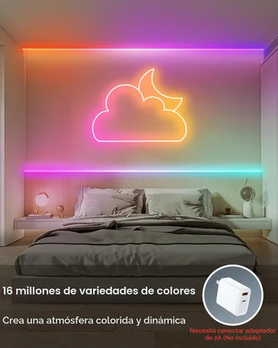 Vista 7 de Luces de cuerda de neón inteligentes de 16.4 pies, USB, luces LED IC y RGB
