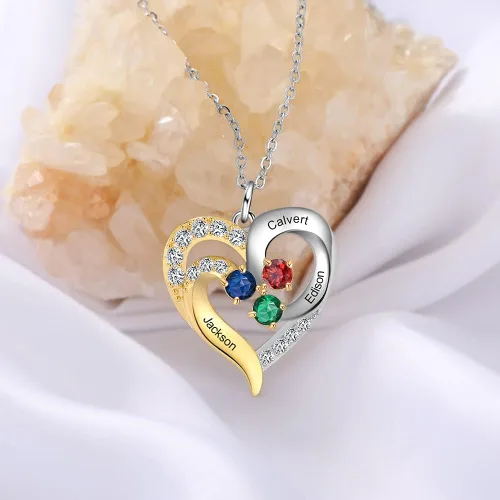 Vista 5 de GLAMCARAT Collar pequeño minimalista de 0.7 a 0.9 pulgadas, chapado en oro de 18 quilates, con piedras de nacimiento, joyería para madres, collar