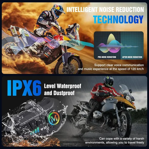 Vista 5 de Auriculares para casco de motocicleta FEYA con alta duración de batería, auriculares para casco IPX6, respuesta/llamada automática, control