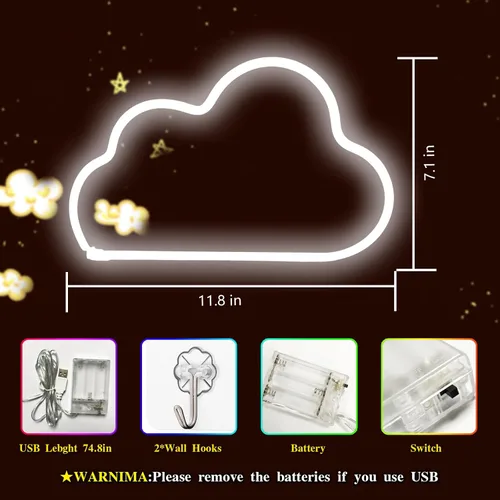 Vista 48 de Letrero de neón de amor para dormitorio, USB o batería, luz de neón para pared, luz de neón LED como letreros de pared de neón para niñas, letrero
