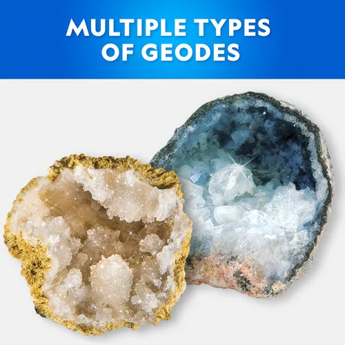 Vista 2 de Abre 15 geodas y explora los cristales con National Geographic Extra-Large Natural Specimens, Safety Goggles, Real Crystals Inside, Break Your Own