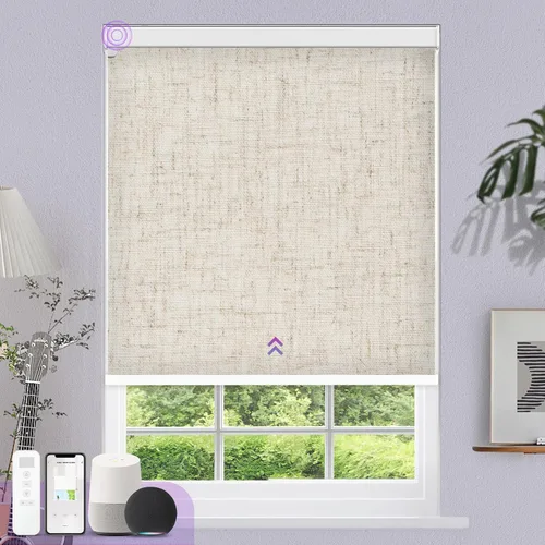 Vista 9 de Astomi - Persianas enrollables motorizadas para ventanas, persianas 100 % opacas para oscurecer la habitación, persianas inteligentes sin cordón