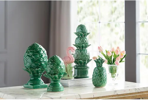 Vista 5 de A&B Home - Estatua de alcachofa verde, estatua decorativa de cerámica, decoración del hogar de mesa, sala de estar, dormitorio, mesa de café