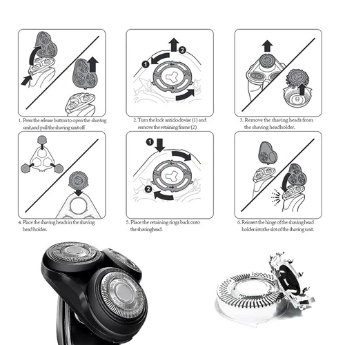 Vista 2 de SH50/52 Cabezales de repuesto para Philips Norelco Series 5000, afeitadoras eléctricas, compatibles con S5000, S5100, S5500 Series, paquete de 3