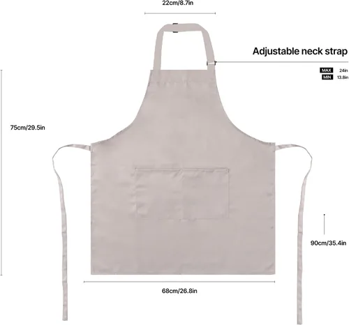 Vista 4 de Kitchen Bib Chef Apron for Women Men with Pockets Waterproof, Large Pockets, Adjustable Neck Strap, For Cooking, Painting, Pottery, Ceramics