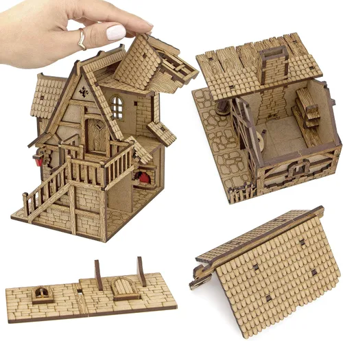 Vista 4 de Terreno de Fantasía de Pueblo TowerRex 28mm para Warhammer, Pathfinder, D&D