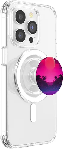 Vista 3 de Retrowave Sunset 80s Vaporwave Synthwave PopSockets MagSafe PopGrip for iPhone