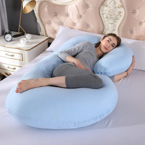 Vista 12 de KFUN Almohada de embarazo de cuerpo completo, almohada de maternidad en forma de C para mujeres embarazadas, funda desmontable, soporte para Rosa