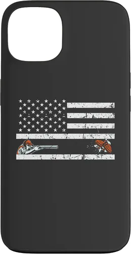 Vista 7 de Funda para iPhone 16 Orgullosa Bandera Americana Retro - Skeet Trap Clay Shotgun Shooting Case