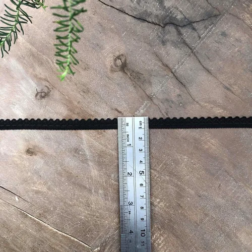 Vista 3 de Cinta de encaje negro de 0.4 pulgadas, ribete de encaje elástico de 10 yardas de largo con muy buena elasticidad de 1:2.2, ideal para decoración