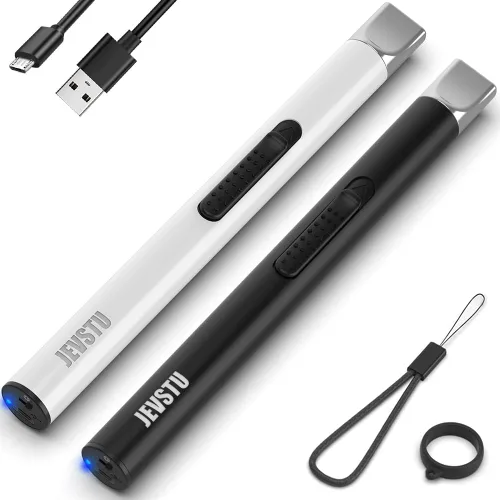 Vista 18 de Encendedor de velas, eléctrico recargable con arco USB, resistente al viento, sin llama, encendedor de plasma de palo largo con cuerda y anillo, sin
